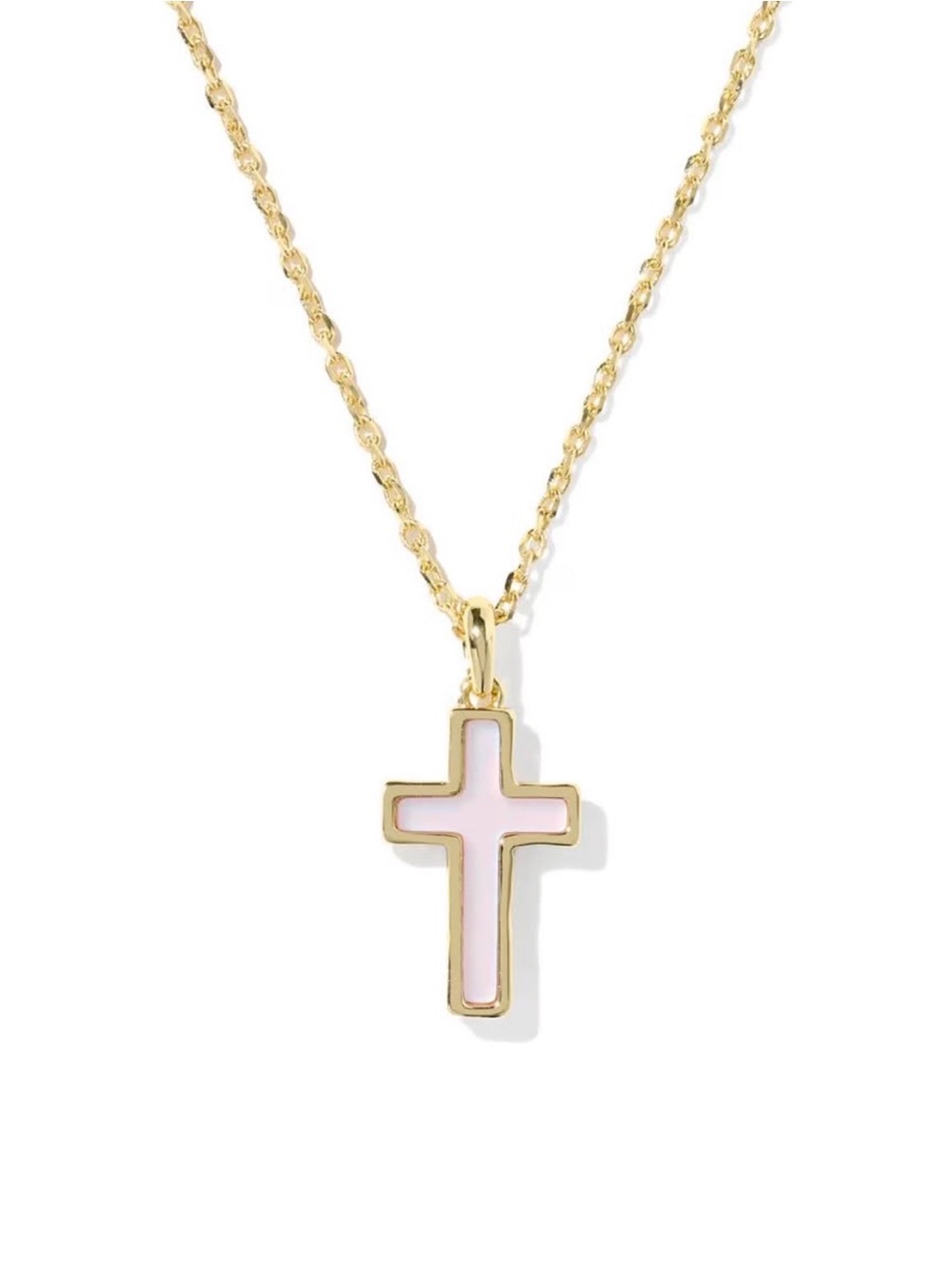 Kendra Scott Gold Cross Necklace with Pink Enamel